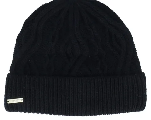 Outlet Seeberger Knitted Beanie Black Cuff -