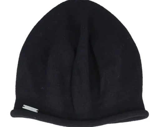 Berets-Seeberger Knitted Beret Beanie - Black