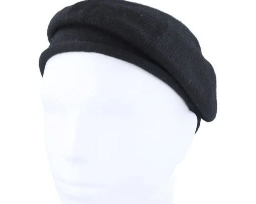 Berets-Seeberger Knitted Beret Beanie - Black