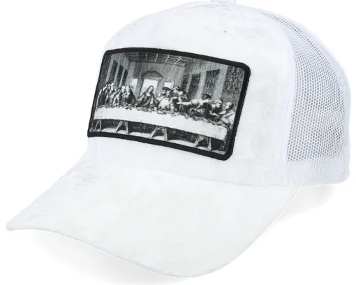 Trucker-Public Domain Last Supper Velvet Trucker - White