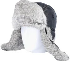 Trapper-MJM Hats Leather Nl-fl/Rabbit Black/Greymel. Trapper -