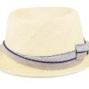 Straw Hat-MJM Hats Leonardo Panama Blue/Beige Band Straw Hat -