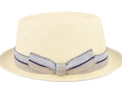 Straw Hat-MJM Hats Leonardo Panama Blue/Beige Band Straw Hat -