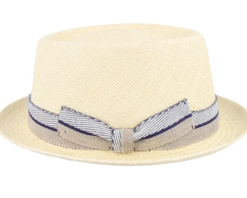 Straw Hat-MJM Hats Leonardo Panama Blue/Beige Band Straw Hat -