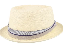 Straw Hat-MJM Hats Leonardo Panama Blue/Beige Band Straw Hat -