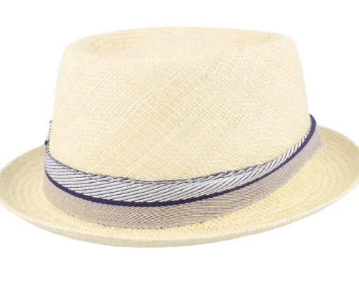 Straw Hat-MJM Hats Leonardo Panama Blue/Beige Band Straw Hat -