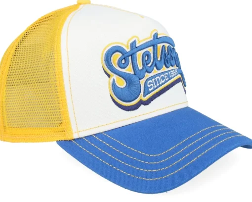 Trucker-Stetson Lettering 29 White/Yellow/Blue A-Frame Trucker -