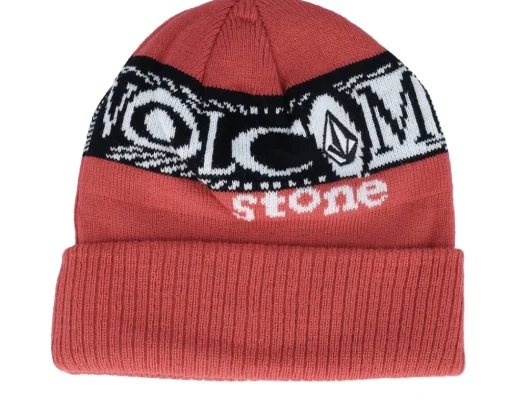 Clearance Volcom Lib Stone Legacy Beanie Ribbon Cuff - Red