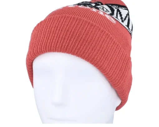 Clearance Volcom Lib Stone Legacy Beanie Ribbon Cuff - Red