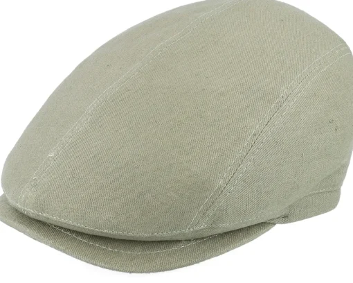 Discount Borsalino Lined cap with stitched visor Olive Flat Cap -