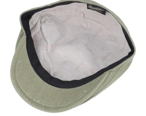 Discount Borsalino Lined cap with stitched visor Olive Flat Cap -