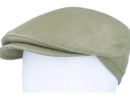 Discount Borsalino Lined cap with stitched visor Olive Flat Cap -