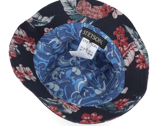 Buckets-Stetson Linen Flowers Navy Bucket -