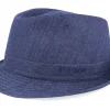 Trilby Hats-Stetson Linen Navy Trilby -