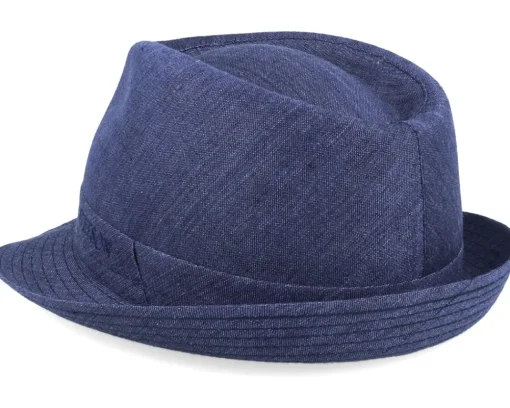 Trilby Hats-Stetson Linen Navy Trilby -