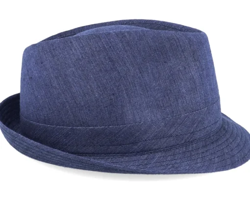 Trilby Hats-Stetson Linen Navy Trilby -