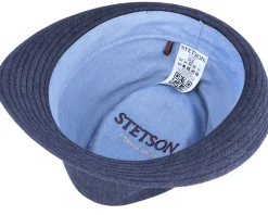 Trilby Hats-Stetson Linen Navy Trilby -