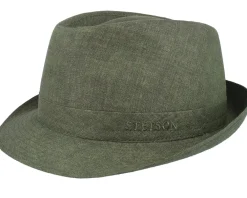 Trilby Hats-Stetson Linen Olive Trilby -