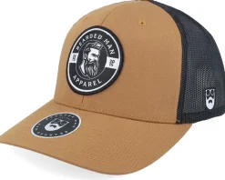 Trucker-Bearded Man Logo 25 Retro 2 Tone Caramel/Black Trucker -
