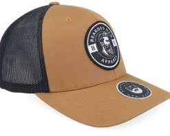 Trucker-Bearded Man Logo 25 Retro 2 Tone Caramel/Black Trucker -