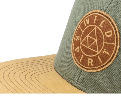 Outlet Wild Spirit Logo Basic Mountain Suede Olive Snapback - Green