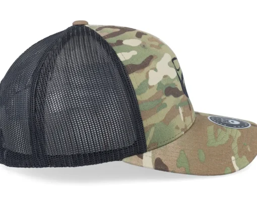 Trucker-Bearded Man Logo Green Camo/Black Trucker -