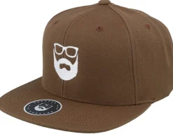 Sale Bearded Man Logo Light Brown Snapback -