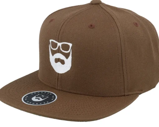 Sale Bearded Man Logo Light Brown Snapback -