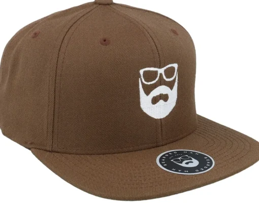 Sale Bearded Man Logo Light Brown Snapback -