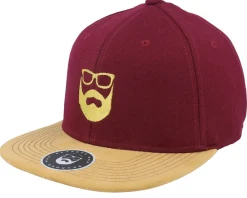 Snapback-Bearded Man Logo Maroon/Suede Snapback -