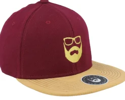 Snapback-Bearded Man Logo Maroon/Suede Snapback -