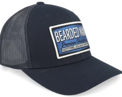 Trucker-Bearded Man Logo Off White/Blue Black Trucker -