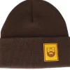 Sale Bearded Man Logo Patch Chocolate Brown Beanie -