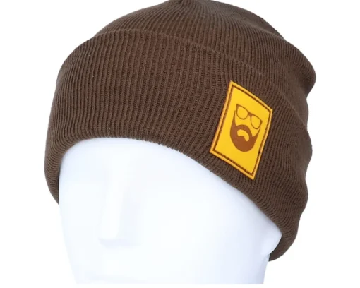Sale Bearded Man Logo Patch Chocolate Brown Beanie -