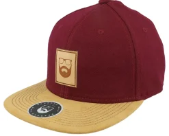 Best Bearded Man Logo Patch Maroon/Suede Snapback -