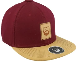Best Bearded Man Logo Patch Maroon/Suede Snapback -