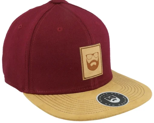 Best Bearded Man Logo Patch Maroon/Suede Snapback -