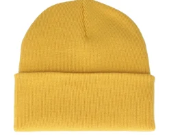 Fashion Bearded Man Logo Patch Mustard Beanie -