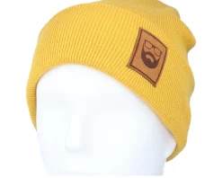 Fashion Bearded Man Logo Patch Mustard Beanie -
