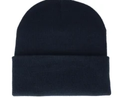 Fashion Bearded Man Logo Patch Navy Beanie -