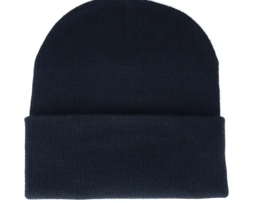 Fashion Bearded Man Logo Patch Navy Beanie -