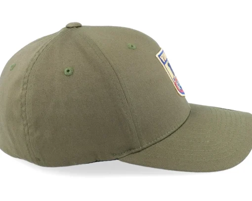 New Vikings Longboat Shield Patch Olive Green Flexfit -