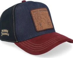 Trucker-Capslab Looney Tunes Coyote & Road Runned Black/Navy/Burgundy A-Frame Trucker -
