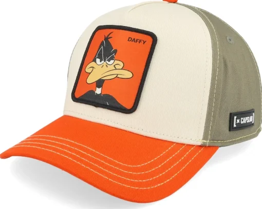 Trucker-Capslab Looney Tunes Daffy Duck Grey//Red A-Frame Trucker - Beige