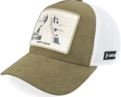 Trucker-Capslab Looney Tunes Daffy Duck White/Dark Green Premium A-Frame Trucker -