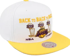Online Mitchell & Ness Los Angeles Lakers 00-02 Champ Flipside White/Yellow Snapback -