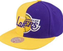 Best Mitchell & Ness Los Angeles Lakers Split Crown Snapback - Yellow