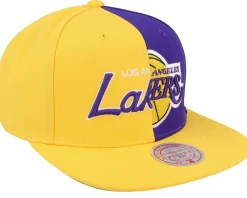 Best Mitchell & Ness Los Angeles Lakers Split Crown Snapback - Yellow