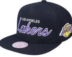 Outlet Mitchell & Ness Los Angeles Lakers Team Script 2.0 Black Snapback -