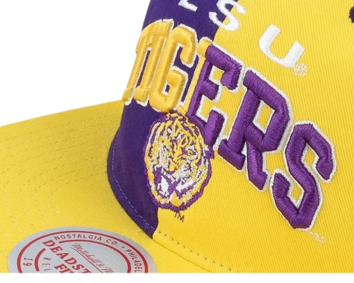Snapback-Mitchell & Ness Louisiana State Tigers Pinwheel Of Fortune /Purple Snapback - Yellow